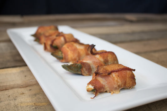 Bacon Wrapped Jalapeños with Shrimp & Cream Cheese (6 ct)